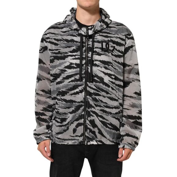 Dolce & Gabbana Gray Camouflage Hooded Sweatshirt Men's Jacket